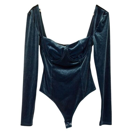 Bar 111 blue corset velvet bodysuit size M - Picture 2 of 9